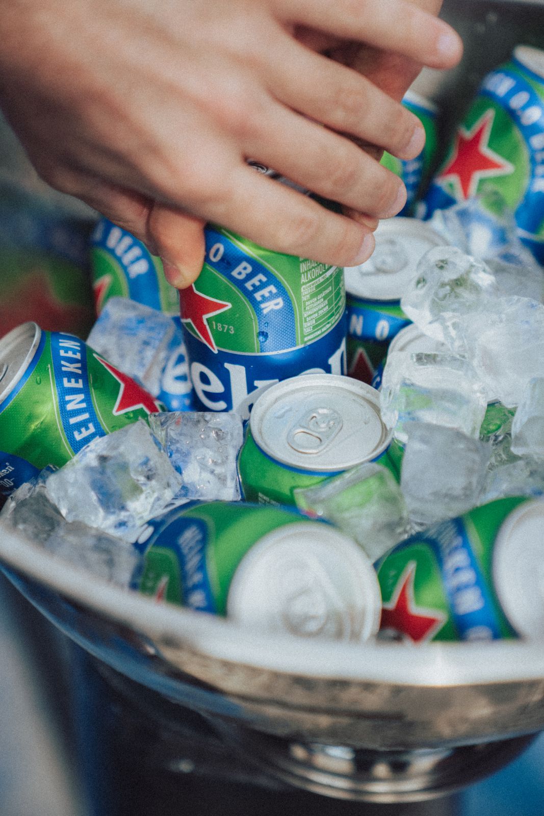 Heineken 0.0 cans on ice