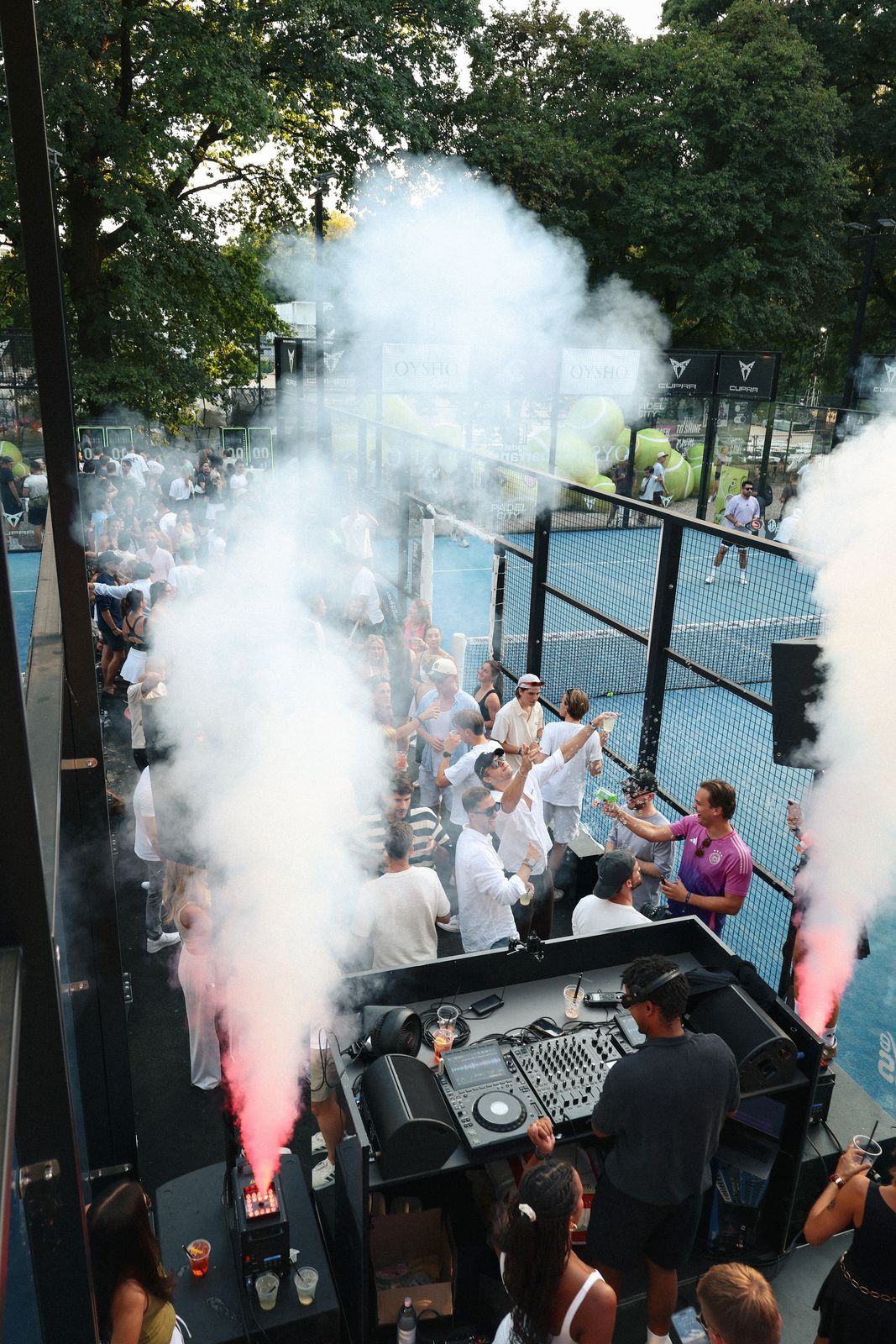 Smoke cannons over the crowd in Munich